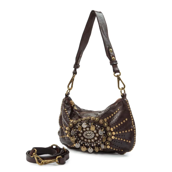 TERESA one-shoulder bag with brown leather studs campomaggi