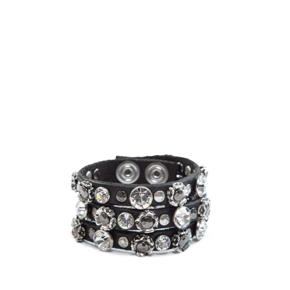 bracciale tre giri in pelle nera campomaggi