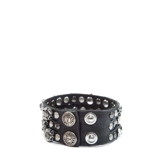 bracciale tre giri in pelle nera campomaggi