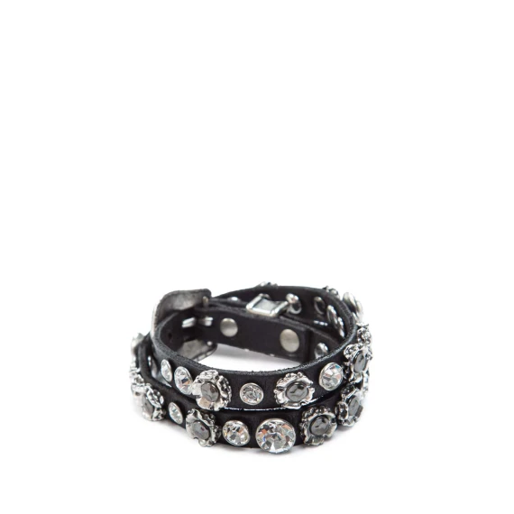 double-wrap black leather bracelet campomaggi