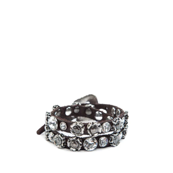 bracciale doppio giro in pelle marrone campomaggi