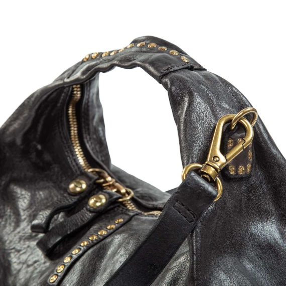VILMA medium black leather shoulder bag campomaggi