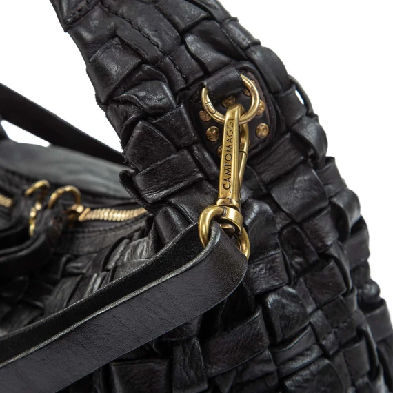 VILMA black woven leather shoulder bag campomaggi