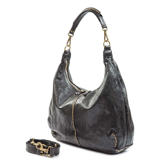 WANDA single-shoulder bag in black leather campomaggi