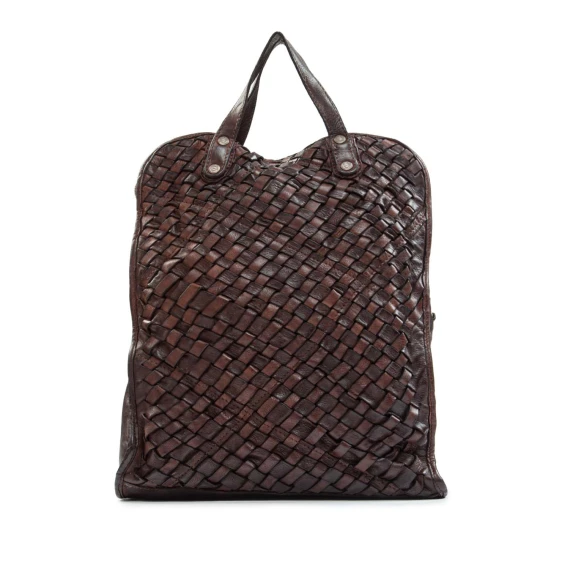 shopping ABETE pelle intrecciata marrone