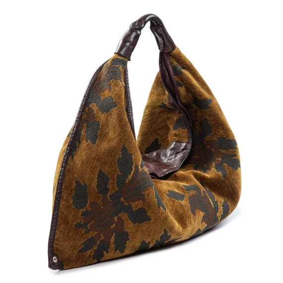 ATENA one-shoulder top in ochre jacquard campomaggi