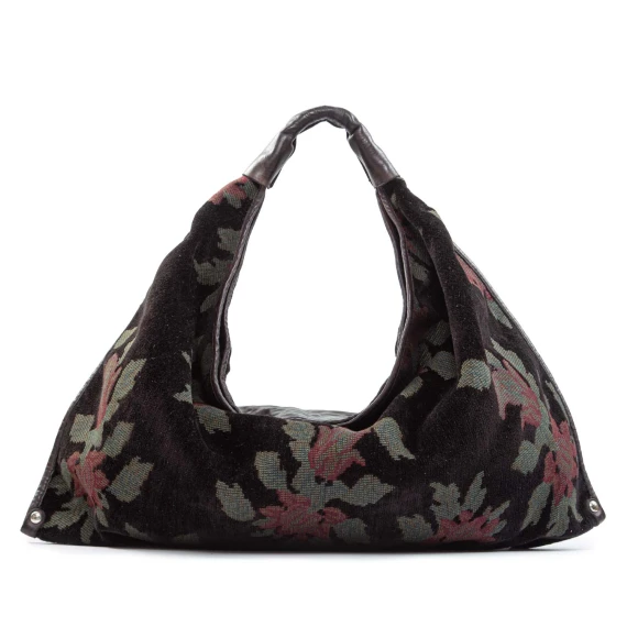 ATENA one-shoulder top in black jacquard campomaggi