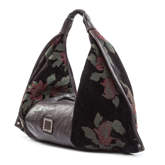 ATENA one-shoulder top in black jacquard campomaggi