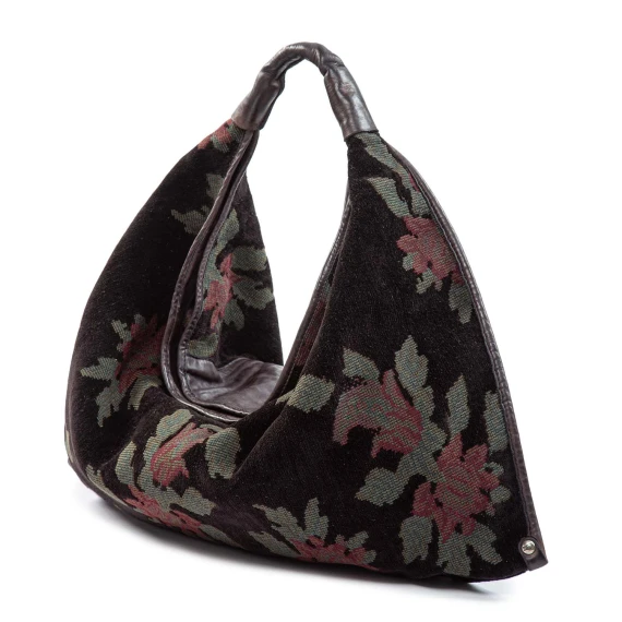 ATENA one-shoulder top in black jacquard campomaggi