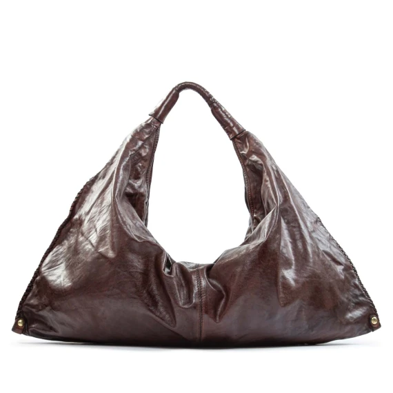 ATENA Large Single-Shoulder Bag, Smooth Brown Leather campomaggi