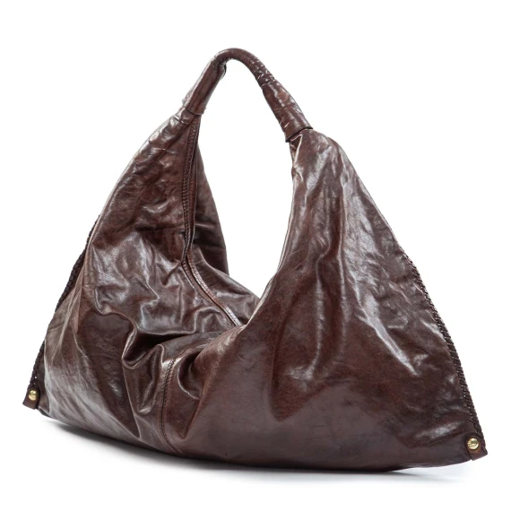 ATENA Large Single-Shoulder Bag, Smooth Brown Leather campomaggi