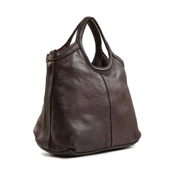 shopper piccola CAMILLA in pelle testa di moro