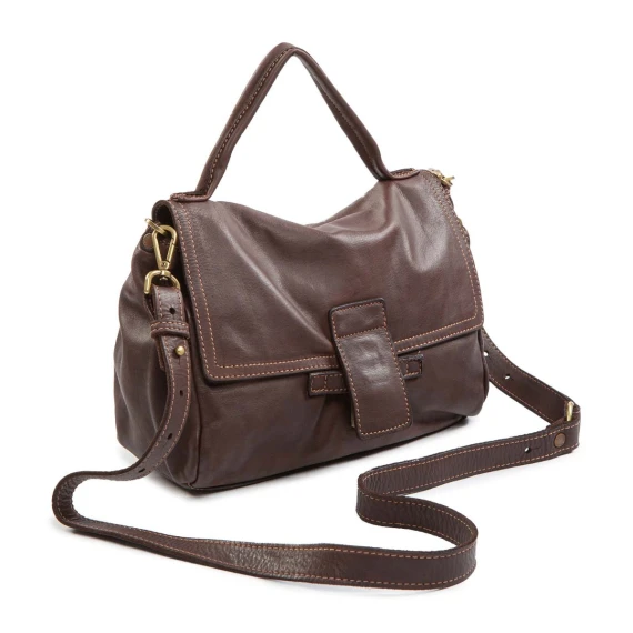 borsa con patta in pelle testa di moro