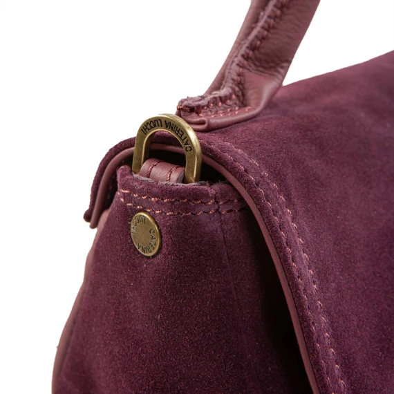 borsa MARIA con patta in camoscio prugna