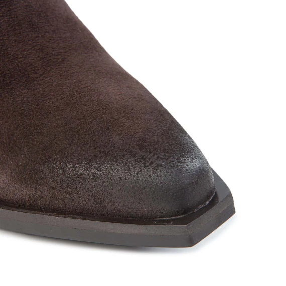 texano con doppia cerniera in camoscio marrone