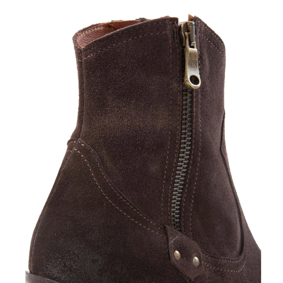 texano con doppia cerniera in camoscio marrone