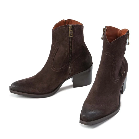 texano con doppia cerniera in camoscio marrone