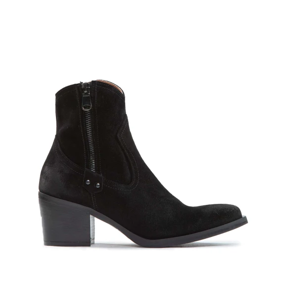 texano con doppia cerniera in camoscio nero