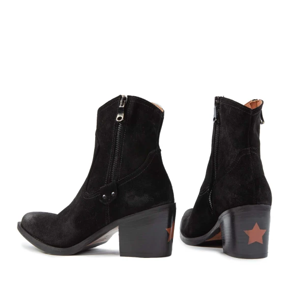 texano con doppia cerniera in camoscio nero