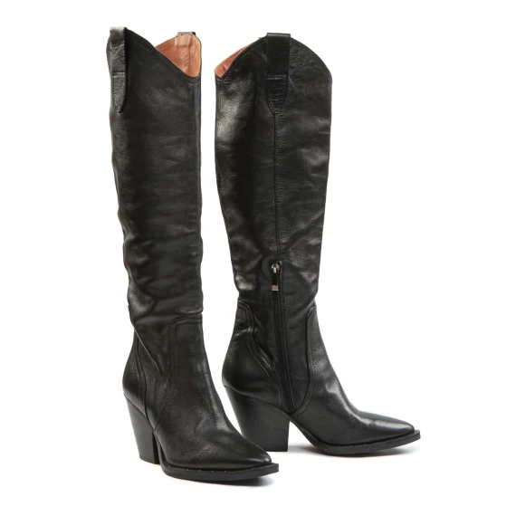 stivali texani in pelle nera