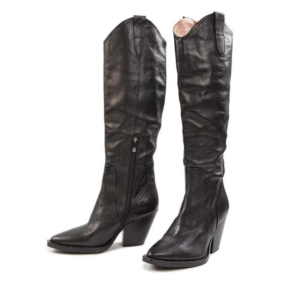 stivali texani in pelle nera