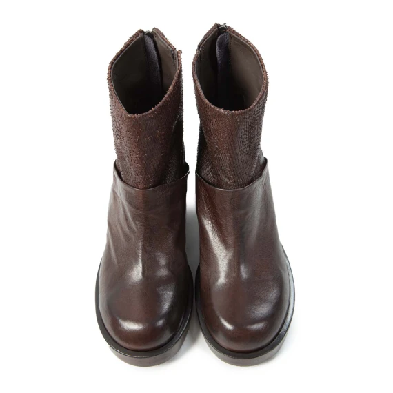 tronchetti bimateriale in pelle castagna