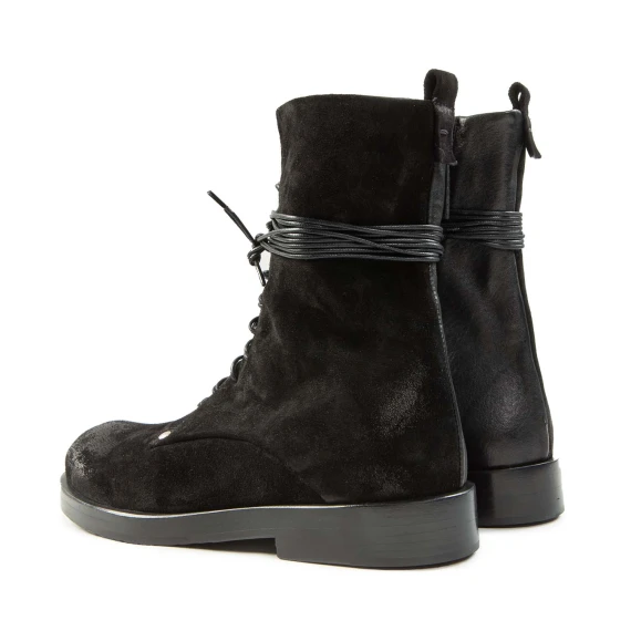 anfibi bimateriale in pelle nera