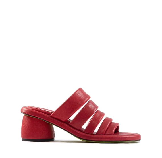 sabot tubolari in pelle rossa