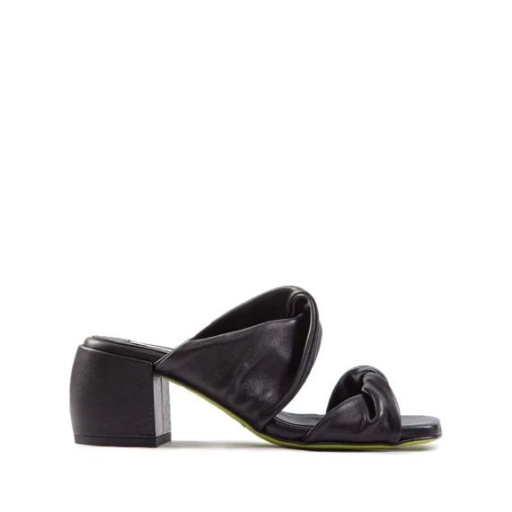 sabot mezzo tacco in pelle nera