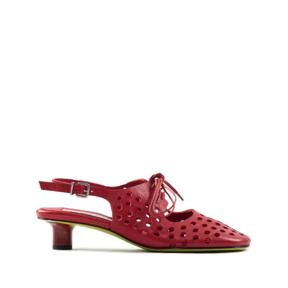 chanel lacci forata in pelle rossa