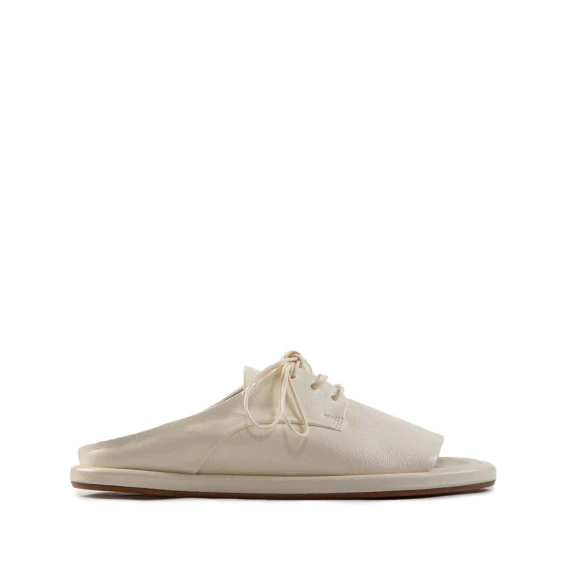 sandali stringati in pelle avorio