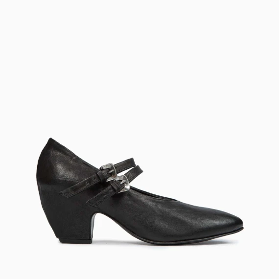scarpe due fibbie in pelle nera
