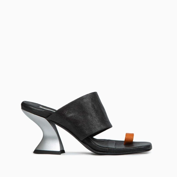 infrapollice in pelle nero e arancio
