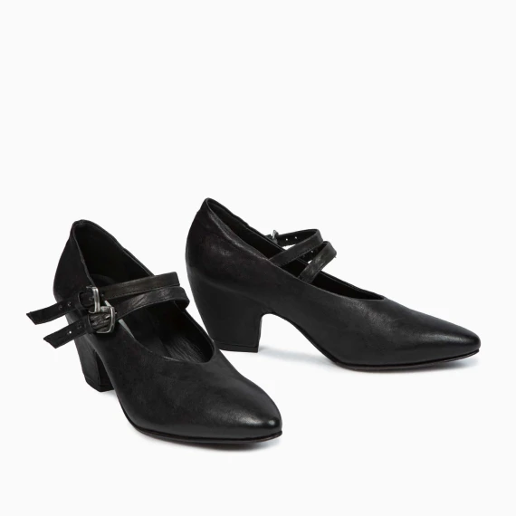scarpe due fibbie in pelle nera