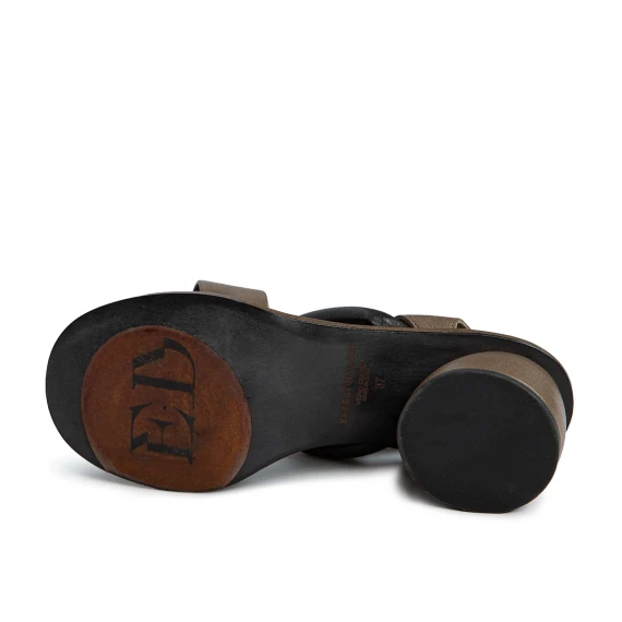 ash-colored leather flip-flops
