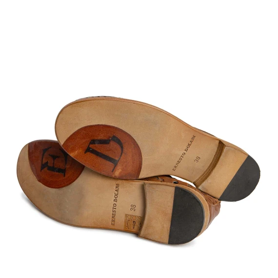 DERBY perforated tobacco-colored leather loafer