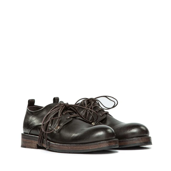dark brown leather lace-up shoes