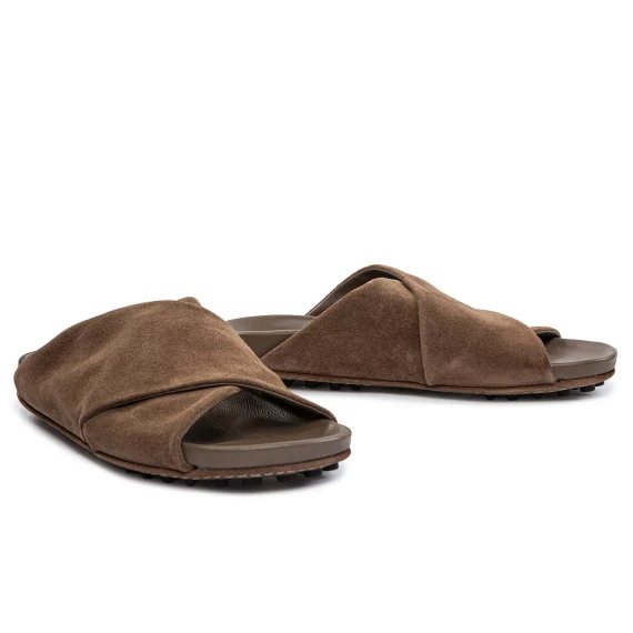 sabot incrocio fussbett in camoscio tortora