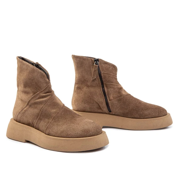 biker pieghe in camoscio beige