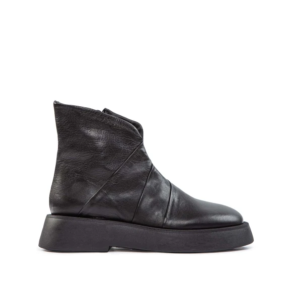 black leather biker jacket with pleats Ernesto Dolani