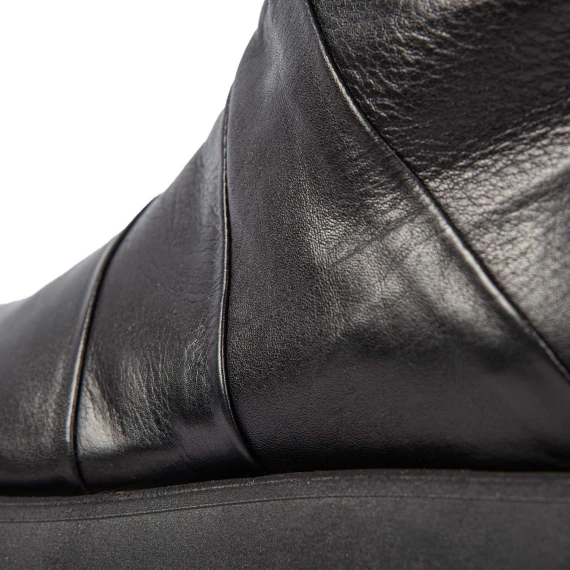 black leather biker jacket with pleats