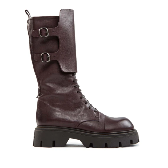 3/4-length combat boots with burgundy leather gaiters Ernesto Dolani