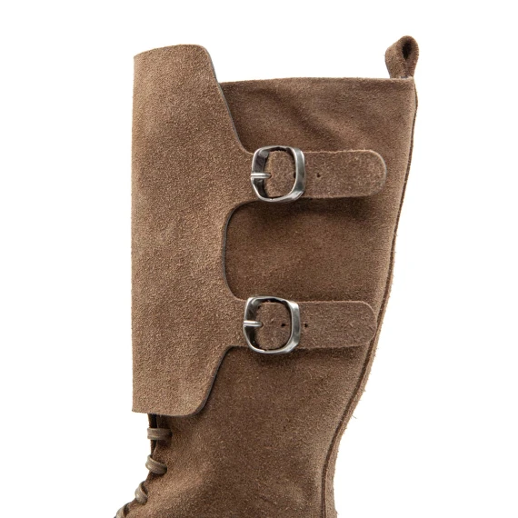 3/4-length combat boots with beige suede gaiters