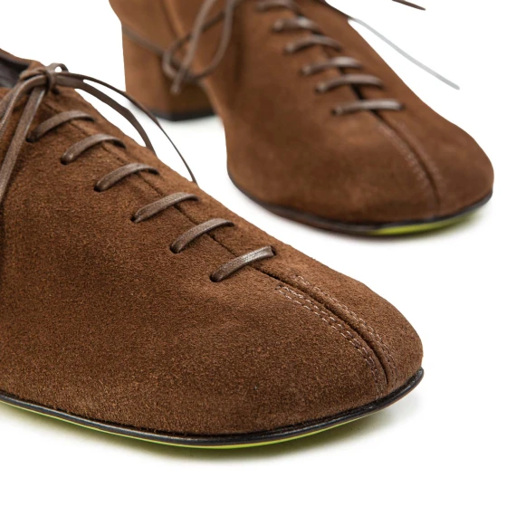 suede and leather lace-up heels