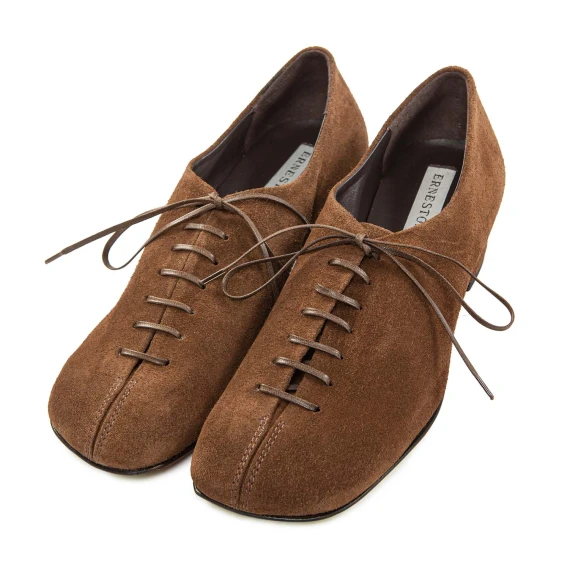 suede and leather lace-up heels