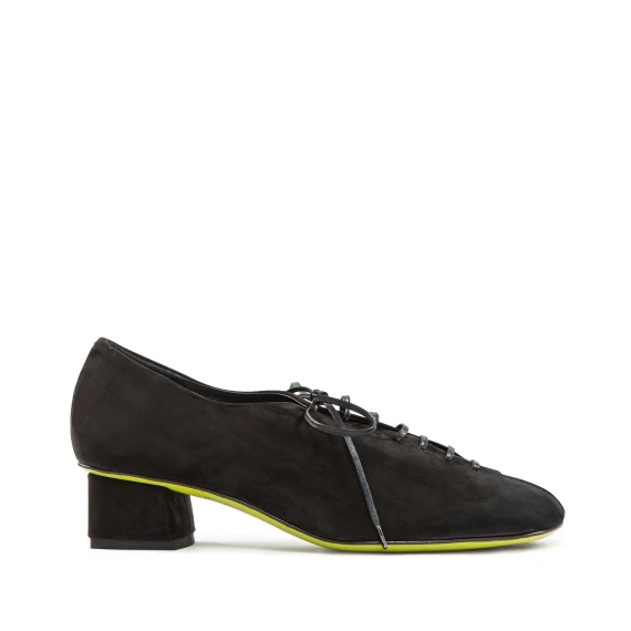 black suede lace-up heels Ernesto Dolani