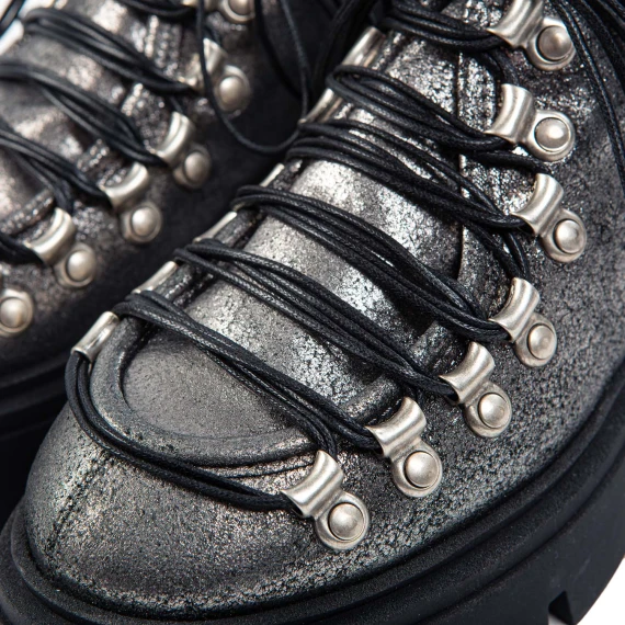 Asphalt-Laminated Lace-Up Sandal