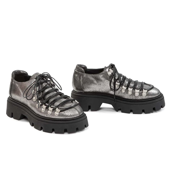 Asphalt-Laminated Lace-Up Sandal