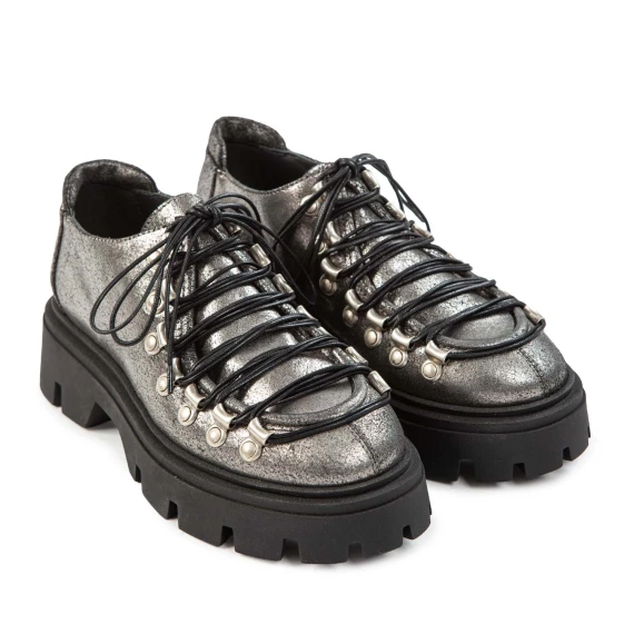 Asphalt-Laminated Lace-Up Sandal