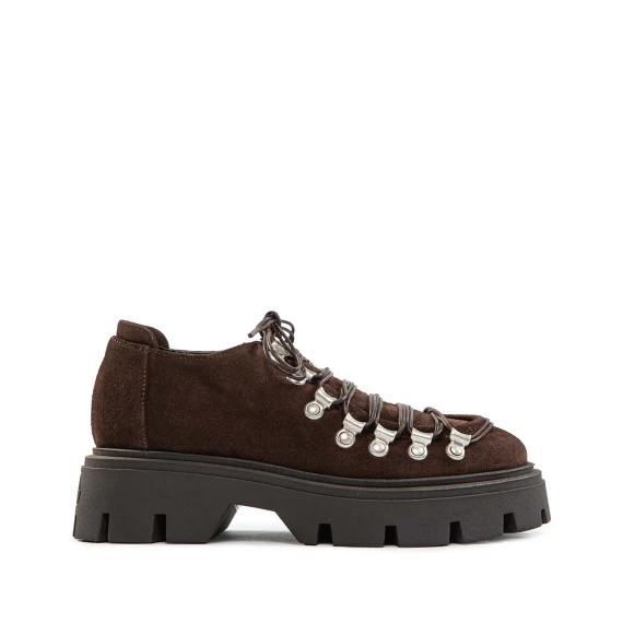 Cocoa-colored suede lace-up shoes Ernesto Dolani